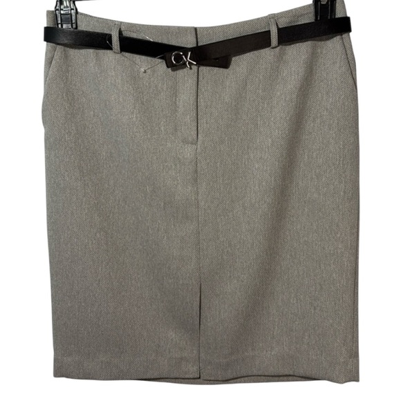 Calvin Klein Dresses & Skirts - Calvin Klein Skirt‎ Gray Midi Belted Pockets Front Slit in Size 12